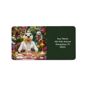 Etiqueta Fantasy Cute Otter Tea Fiesta