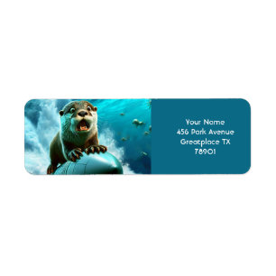 Etiqueta Fantasy Cute Otter Torpedo Sea