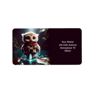 Etiqueta Fantasy Cute Owl Adventurer Water