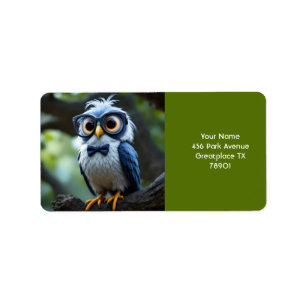 Etiqueta Fantasy Cute Owl Glasses Bow