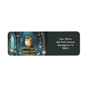 Etiqueta Fantasy Cute Owl Glasses Libros