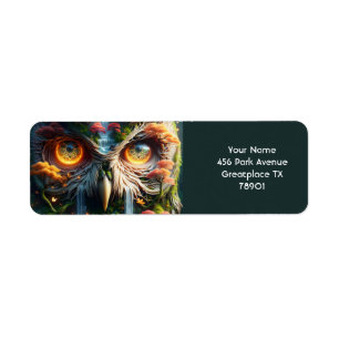 Etiqueta Fantasy Cute Owl Waterfall Treys