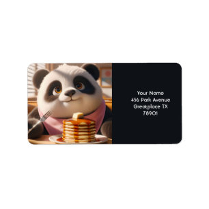 Etiqueta Fantasy Cute Panda Comer Pandas