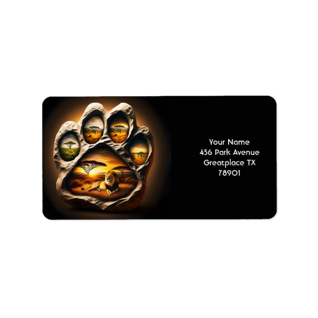 Etiqueta Fantasy Cute Paw Leon Stone (Frente)