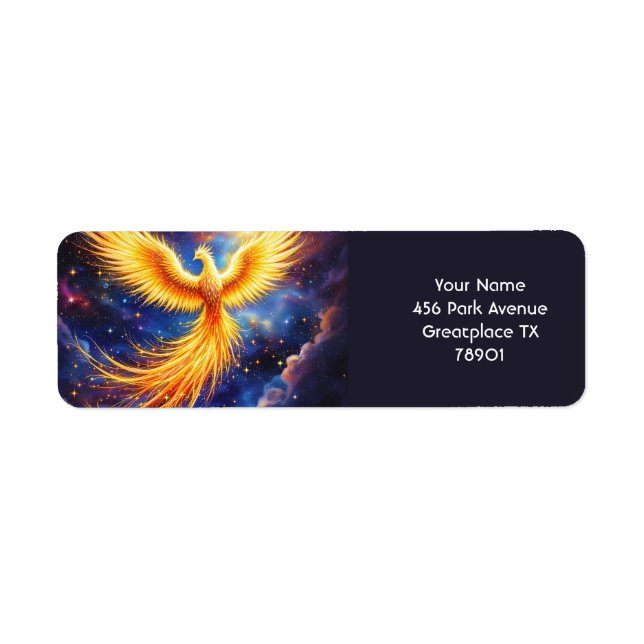 Etiqueta Fantasy Cute Phoenix Stars Space (Frente)