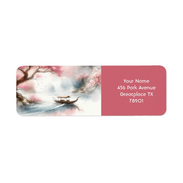 Etiqueta Fantasy Cute Pink Lake Bote (Frente)