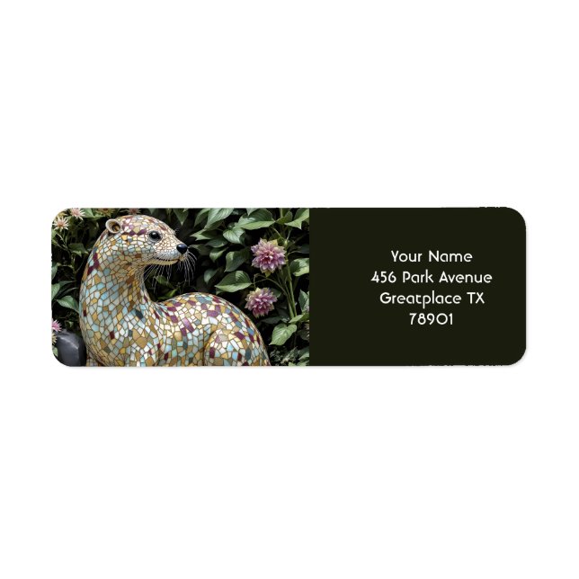 Etiqueta Fantasy Cute Playful Otter Sculpture (Frente)