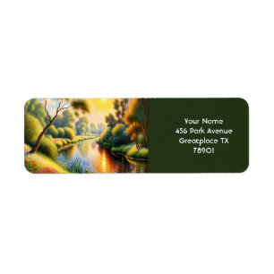 Etiqueta Fantasy Cute Pointillism Landscape River