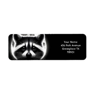 Etiqueta Fantasy Cute Racoon Face Moon