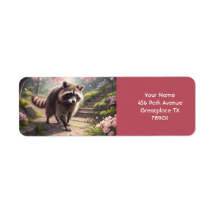 Etiqueta Fantasy Cute Racoon Sakura Garden