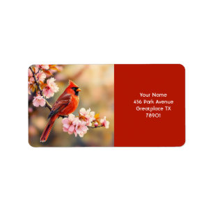 Etiqueta Fantasy Cute Red Bird Cherry