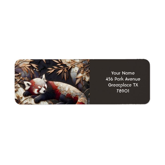 Etiqueta Fantasy Cute Red Panda Art (Frente)