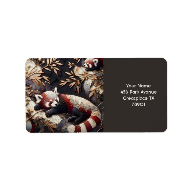 Etiqueta Fantasy Cute Red Panda Art (Frente)