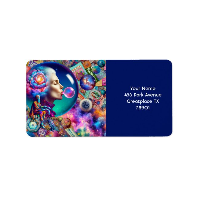 Etiqueta Fantasy Cute Resumen Collage (Frente)