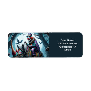 Etiqueta Fantasy Cute Rhino Clown Trees