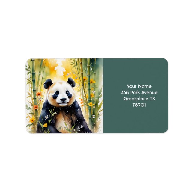Etiqueta Fantasy Cute Sad Panda Forest (Frente)