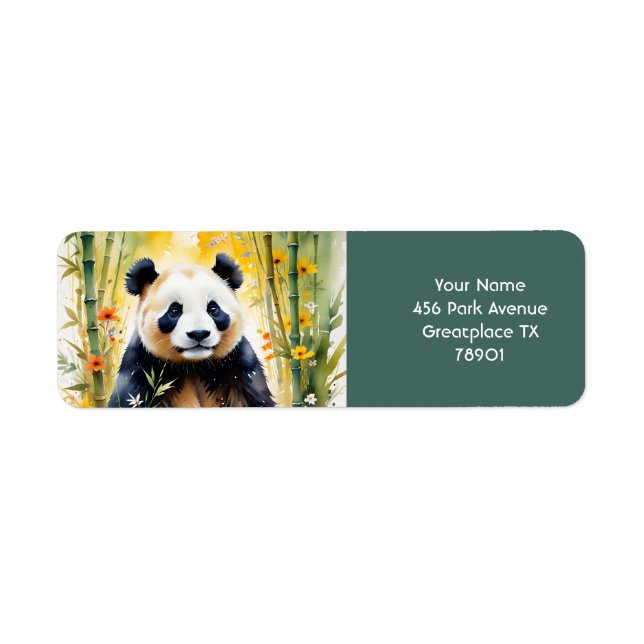 Etiqueta Fantasy Cute Sad Panda Forest (Frente)