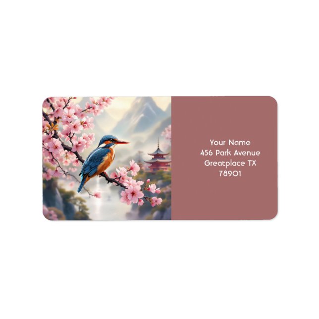 Etiqueta Fantasy Cute Sakura Bird Blue (Frente)