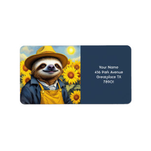 Etiqueta Fantasy Cute Sloth Van Gogh