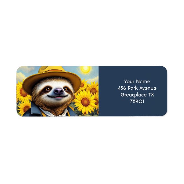 Etiqueta Fantasy Cute Sloth Van Gogh (Frente)
