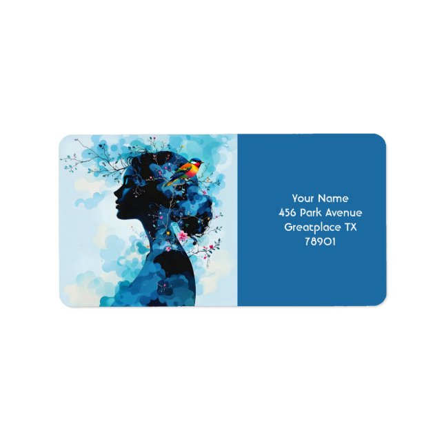 Etiqueta Fantasy Cute Spring Chica Bird (Frente)