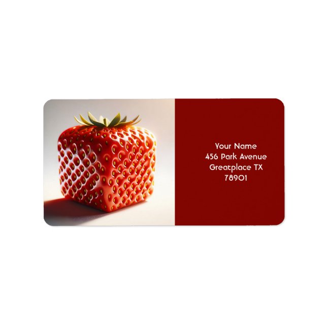 Etiqueta Fantasy Cute Square Red Strawberry (Frente)