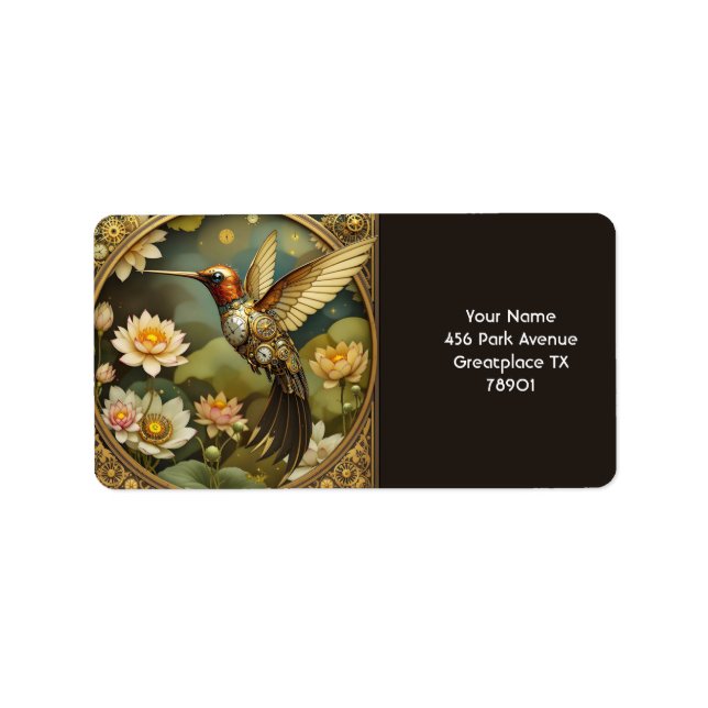 Etiqueta Fantasy Cute Steampunk Bird Clock (Frente)