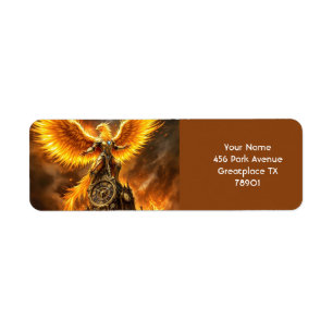Etiqueta Fantasy Cute Steampunk Flames Phoenix