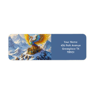 Etiqueta Fantasy Cute Steampunk Mountains Phoenix