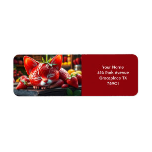 Etiqueta Fantasy Cute Strawberry Lovely Kitten
