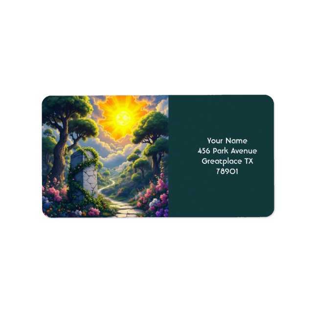 Etiqueta Fantasy Cute Sun Nubes Forest (Frente)