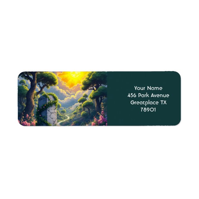 Etiqueta Fantasy Cute Sun Nubes Forest (Frente)