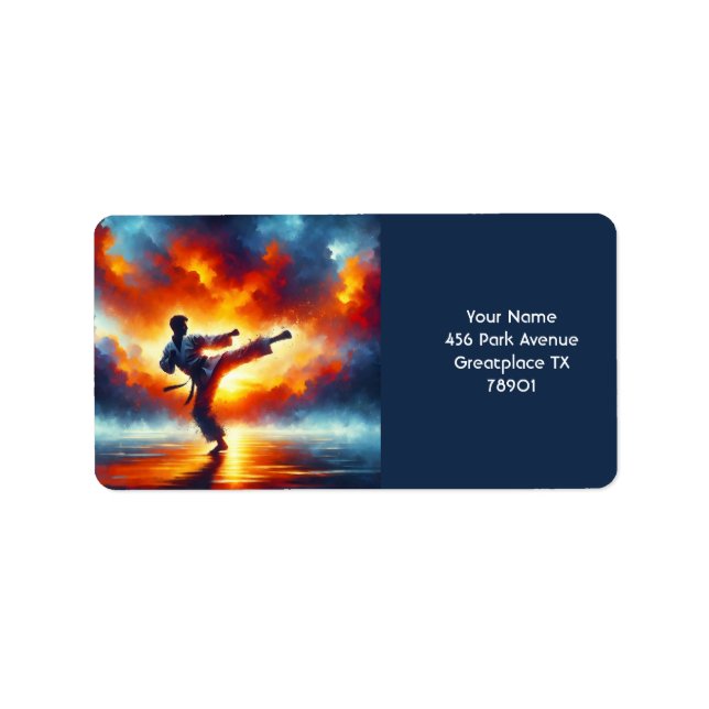 Etiqueta Fantasy Cute Sunset Karate Fighter (Frente)