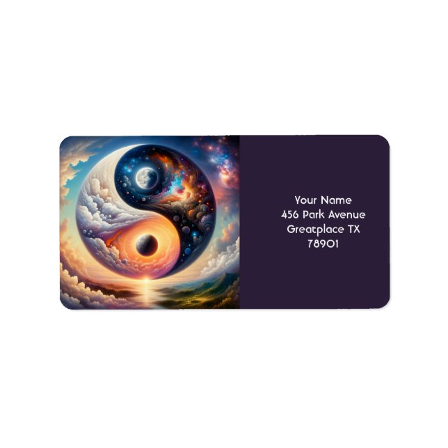 Etiqueta Fantasy Cute Surreal Yin Yang (Frente)