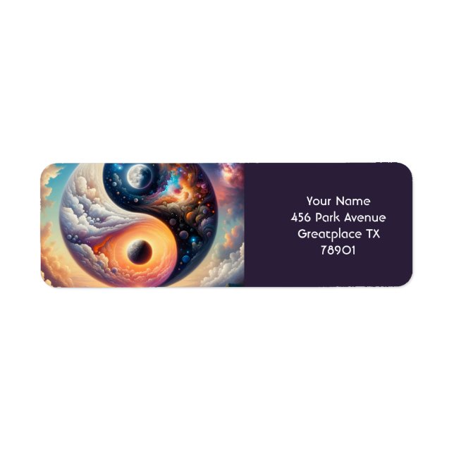 Etiqueta Fantasy Cute Surreal Yin Yang (Frente)