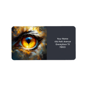 Etiqueta Fantasy Cute Tiger Naranja Ojo