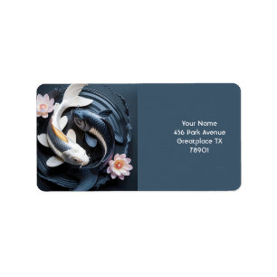 Etiqueta Fantasy Cute Two Koi Fish