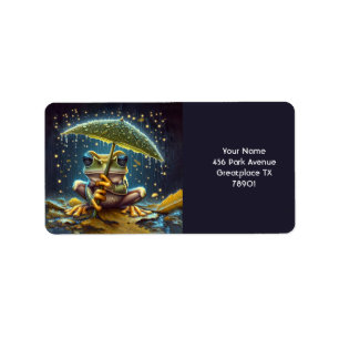 Etiqueta Fantasy Cute Umbrella Rana