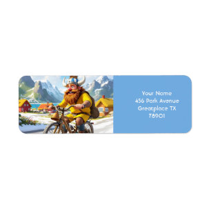 Etiqueta Fantasy Cute Viking Village Bicicleta