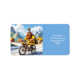 Etiqueta Fantasy Cute Viking Village Bicicleta