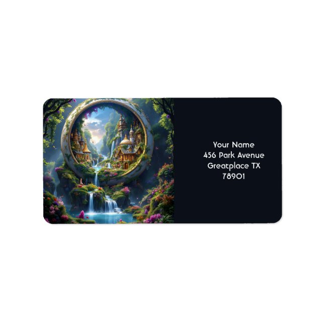 Etiqueta Fantasy Cute Village Tiny City (Frente)