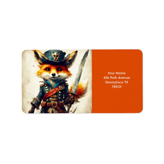 Etiqueta Fantasy Cute Vivid Fox Pirate Personalizado (Frente)