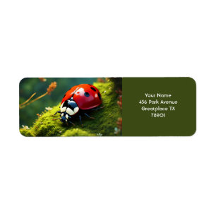 Etiqueta Fantasy Cute Vivid Ladybug Moss Summer