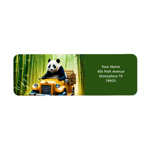 Etiqueta Fantasy Cute Vivid Panda Bamboo Car (Frente)