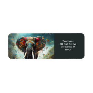 Etiqueta Fantasy Cute Vivid Romantic Elephant Retrato