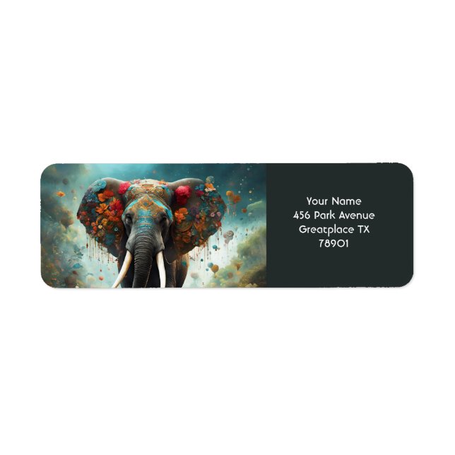Etiqueta Fantasy Cute Vivid Romantic Elephant Retrato (Frente)