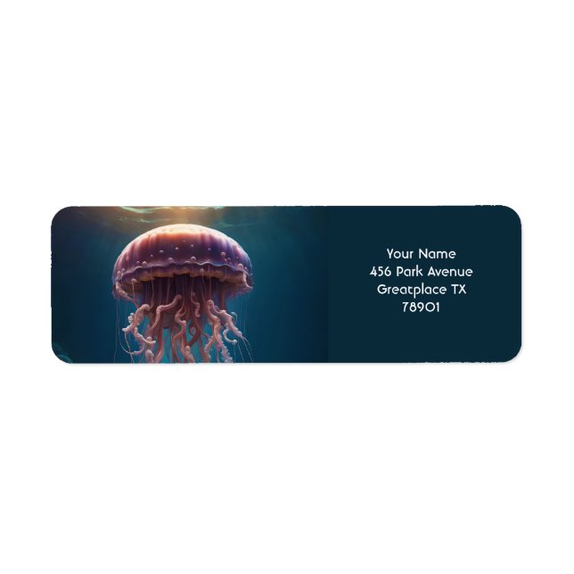 Etiqueta Fantasy Cute Vivid Sea Big Jellyfish (Frente)