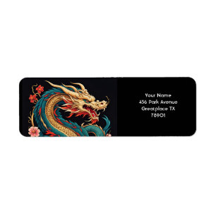 Etiqueta Fantasy Cute Vivit Blue Yellow Dragon