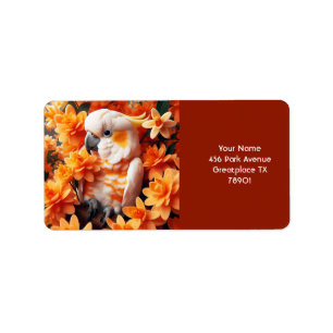 Etiqueta Fantasy Cute White Naranja Cockatoo