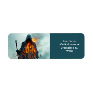 Etiqueta Fantasy Cute Wizard Fire City